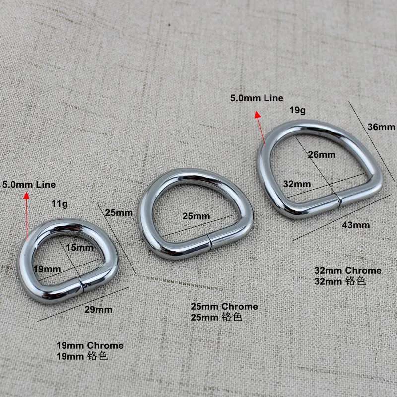 10 шт. 50 шт. 5,0 мм линия 25 мм Открытое кольцо, сплав металла d-образное кольцо с круглыми краями сумки аксессуары разъем для ремня
