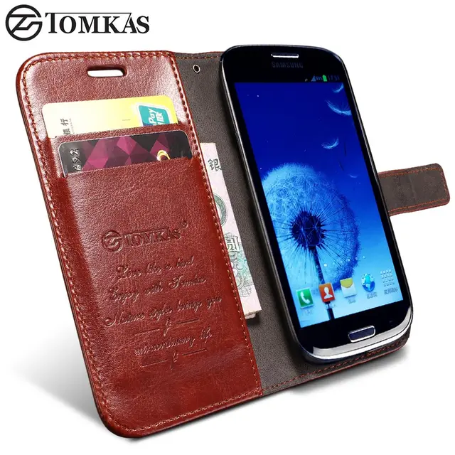 Special Price TOMKAS S3 Wallet PU Leather Case For Samsung Galaxy S3 i9300 Luxury Phone Cover Cases KickStand Design with Card Holder