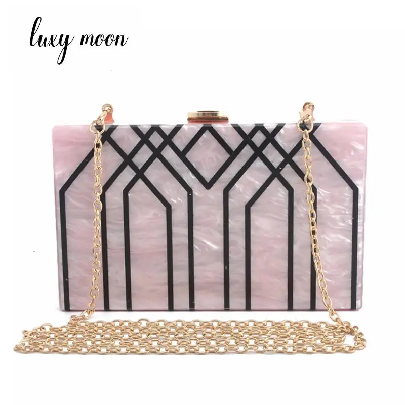 

New acrylic evening bags fashion day clutch geometric pattern evening clutch bag purse and handbags wedding party clutches