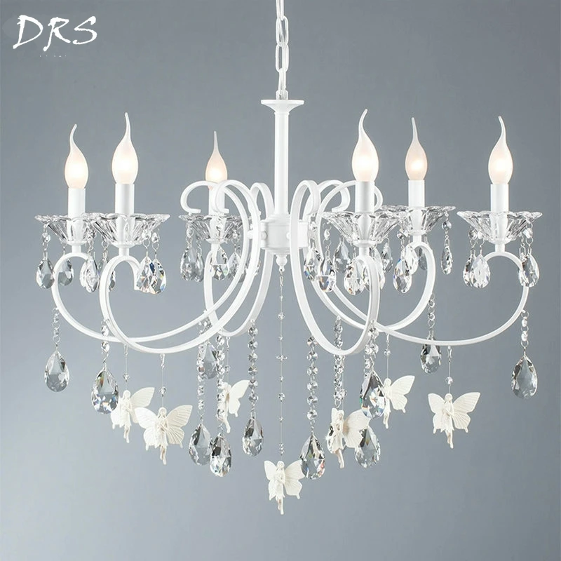 

Nordic White Crystal Chandeliers Led Lighting Simple Atmosphere Warm Bedroom Hanging Lamp Restaurant Crystal Lighting Decor Home