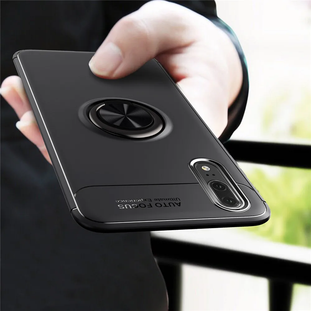 

Phone case Full Protection Soft TPU Back Cover Shell For Huawei P20 P10 lite Pro With Luxury Finger Ring Holder Magnet Bracket