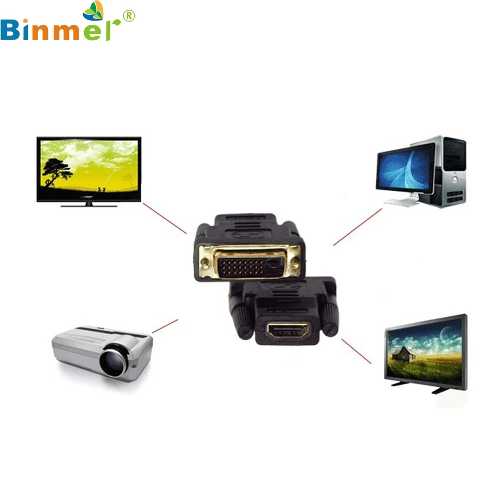 

DVI-D Male (24+1 pin) to HDMI Female (19-pin) HD HDTV Monitor Display Adapter LJJ0119