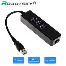 Высокоскоростной 3 Порта USB 3.0 Концентратор 10/100/1000 Мбит RJ45 Gigabit Ethernet LAN Проводной Сетевой Адаптер Конвертер Для Windows Mac