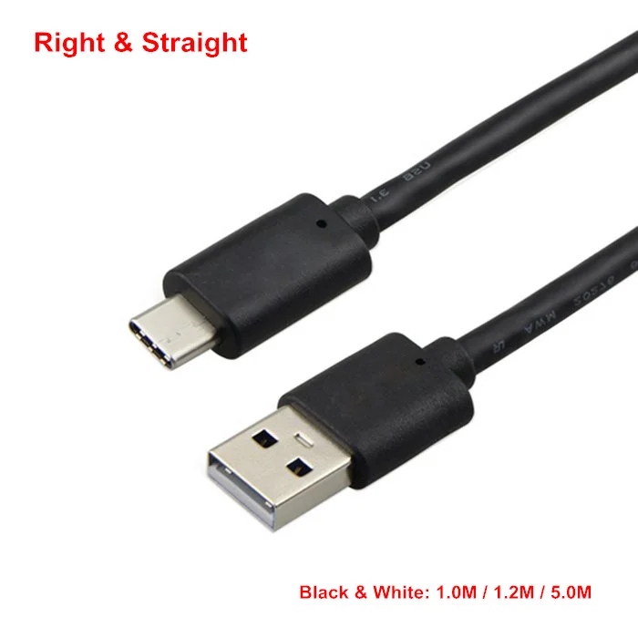 

Black & White Reversible 90D Right Angled & Straight USB-C USB 3.1 Type C Male to Standard USB 2.0 A Male Data Cable 1m 5m