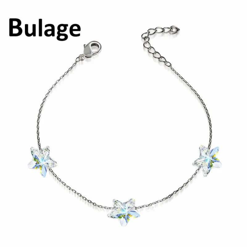 

Bulage Simple Stars Crystals Beads Chain Bracelets Crystals From SWAROVSKI Handmade Knots Lucky Bracelet Silver Color Jewelry