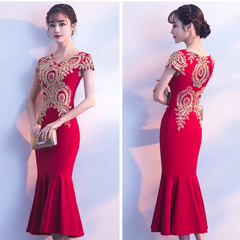 Dongcmy curto vermelho cor celebridade vestidos de