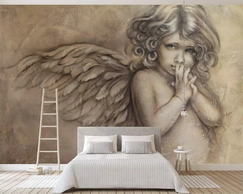 

beibehang European mural wallpaper 3D embossed little angel sketch TV background wall living room bedroom mural 3d wallpaper