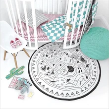 AOVOLL, хлопковый холщовый круглый ковер для детской комнаты, декоративный коврик для детской комнаты, 135 см X 135 см, напольный коврик