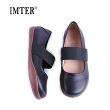 IMTER/Женская обувь; большие размеры; Балетки без застежки с эластичной лентой; обувь на плоской подошве из натуральной кожи; женские балетки на плоской подошве;(258