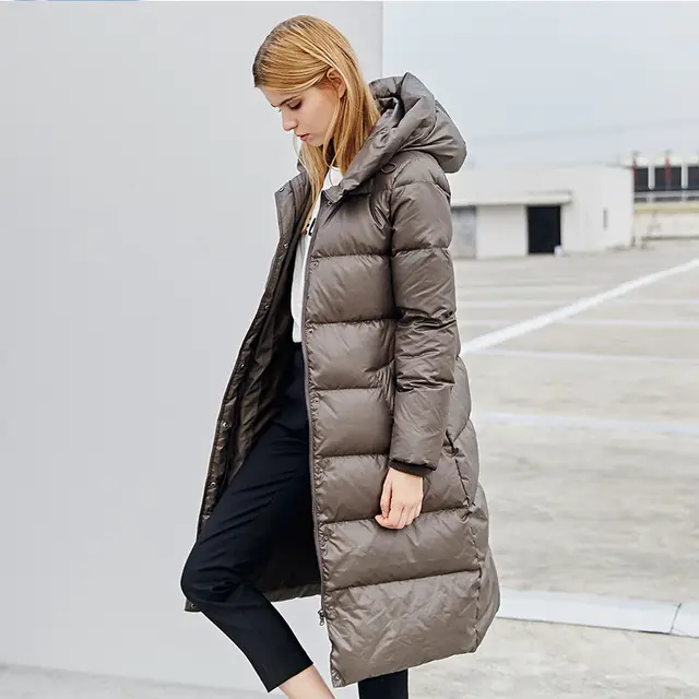 US $110.35 49% OFF|2017 Winter Frauen Weiße Gans Parka Schwarz Olivenöl Braun Lange Parka Jack Damen Mantel Mit Kapuze Mode Schlank Dicke Femme Kaufen Sie im Großhandel Braun Unten Parkas 2019 zum verkauf