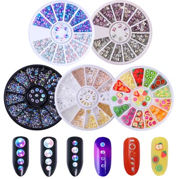 

Colorful Shinning Nail Rhinestones Sharp Flat Bottom Studs 3D Nail Decor Nail Art Decoration In Wheel