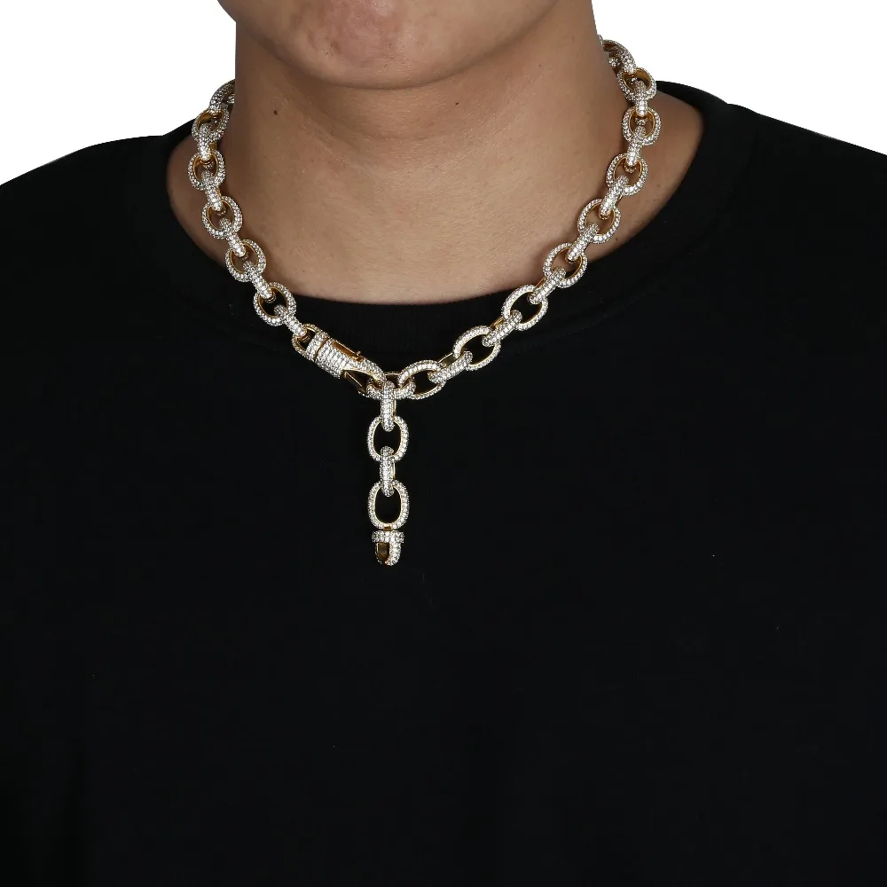 Twisted Link Chain Necklace Iced 