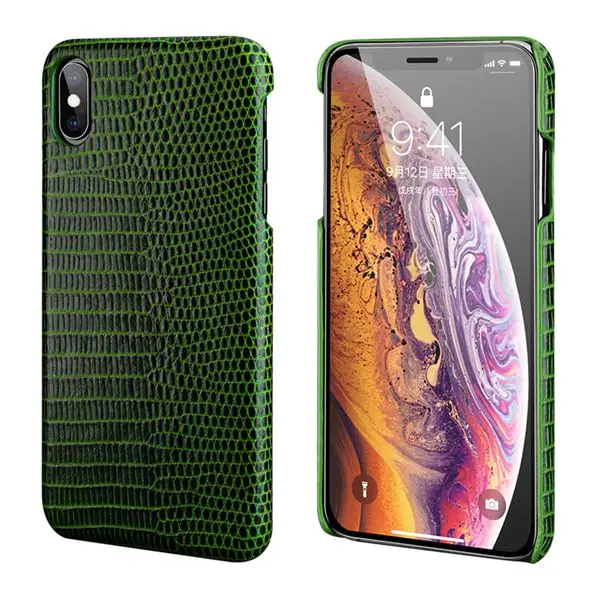 Чехол Из Натуральной Кожи Ящерицы для iphone X XS XR XS Max для iphone 11 Pro MAX для iphone 6s 7 8 plus задняя крышка из натуральной кожи - Цвет: Green