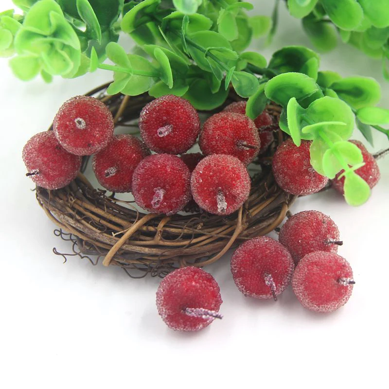 FGHK 12 Pi/èces Baies en Verre Artificiel Fruits Cerise Rouge en Plastique Fruits pour La D/écoration De Mariage /À La Maison Faux Fraise Fleur De M/ûrier