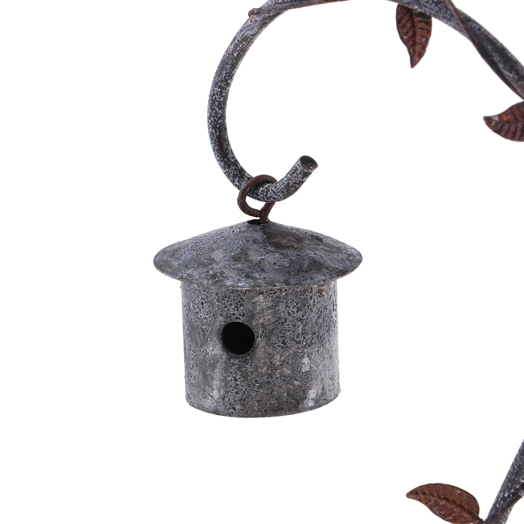 1/12 Dollhouse Faded Metal Birdcage Mini Bird House Craft with Holder Fairy Garden Decoration Doll House Garden Accessories