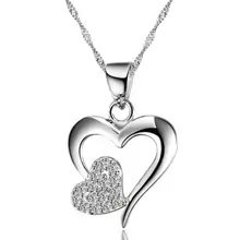 Everoyal Trendy 925 Sterling Silver Necklace For Women Jewelry Shiny Crystal Heart Pendant Necklace For Girls Bithday Gift tiff 100% 925 sterling silver mini double heart tag pendant bead necklace girls gifts exclusive necklace designed for girls