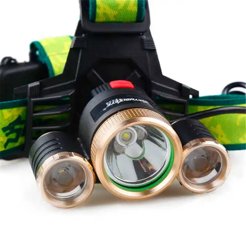 9000Lm 3X XML T6+2R5 LED Headlight Headlamp Flashlight 18650 Torch Light Lamp powerful led flashlight head #4S5 (4)