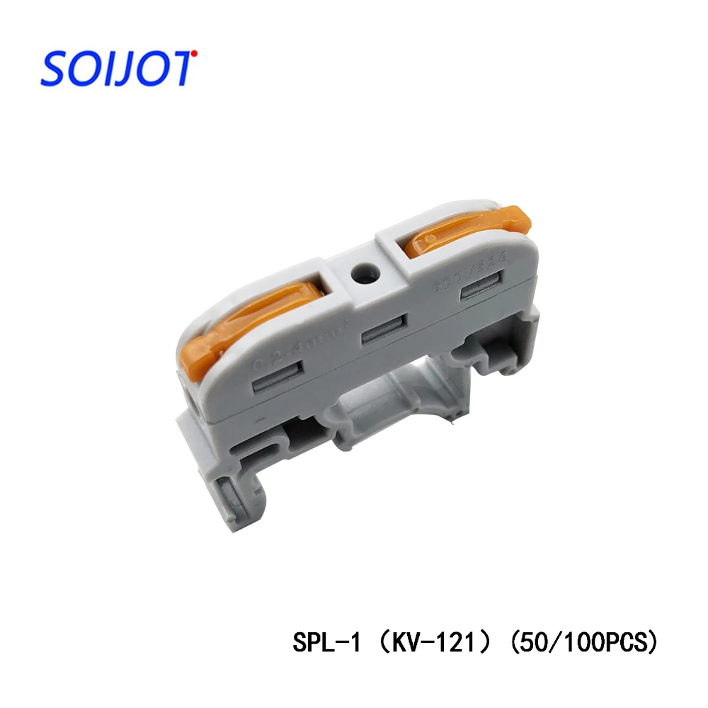 

50-100pcs/lot SPL-1 PCT-211 KV-121 Rail Type Quick Connection Terminal Press Type Connector Instead Of UK2.5B Terminal Block