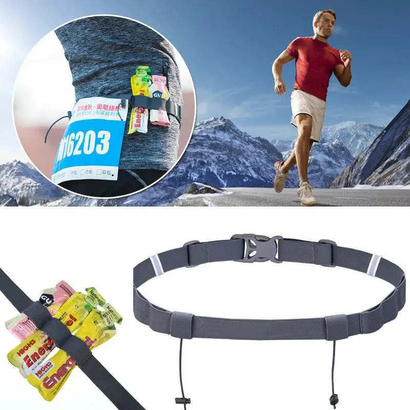 Unisex Triathlon Marathon Race Number Belt With Gel Holder Running Belt
