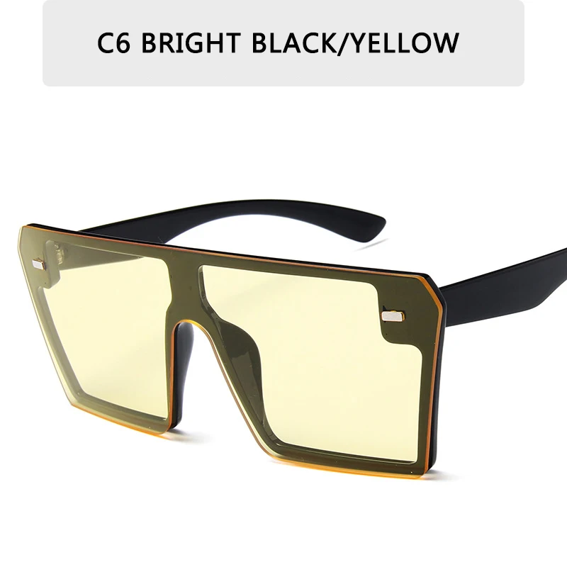 Большие градиентные Квадратные Солнцезащитные очки для мужчин и женщин с плоским верхом, модные цельные линзы, солнцезащитные очки для женщин, брендовые оттенков, зеркальные - Цвет линз: C6