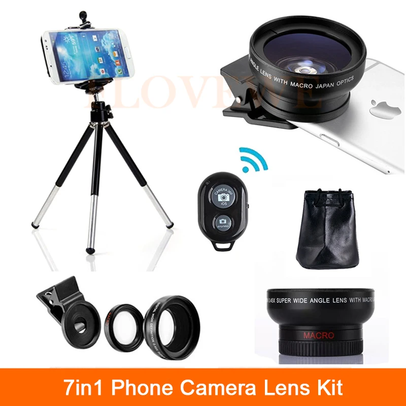 7in1 Camera Lentes Kit HD 12 5X Macro 0 45X Wide Angle Lens For Cell Phone 1
