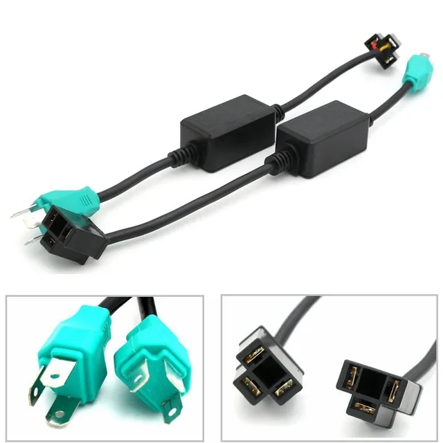 2PCS H4 Anti flicker Error Free Decoder Harness For Jeep Wrangler 7 LED Headlight