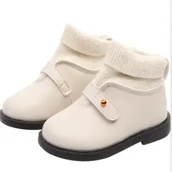 Xinfstreet/брендовые ботинки для маленьких девочек, детская обувь для девочек, зимние кожаные мягкие теплые детские ботинки принцессы для