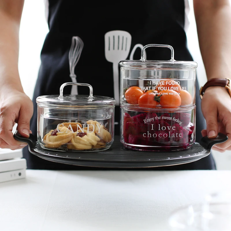 Креативная стеклянная коробка для хранения продуктов в скандинавском стиле, контейнер для специй, фруктов, печенья, орехов, банок для торта, кухонный органайзер для сортировки, инструменты