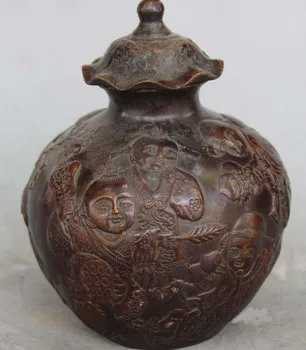 

One Nice Chinese Antique Carved Copper Lidded Pot
