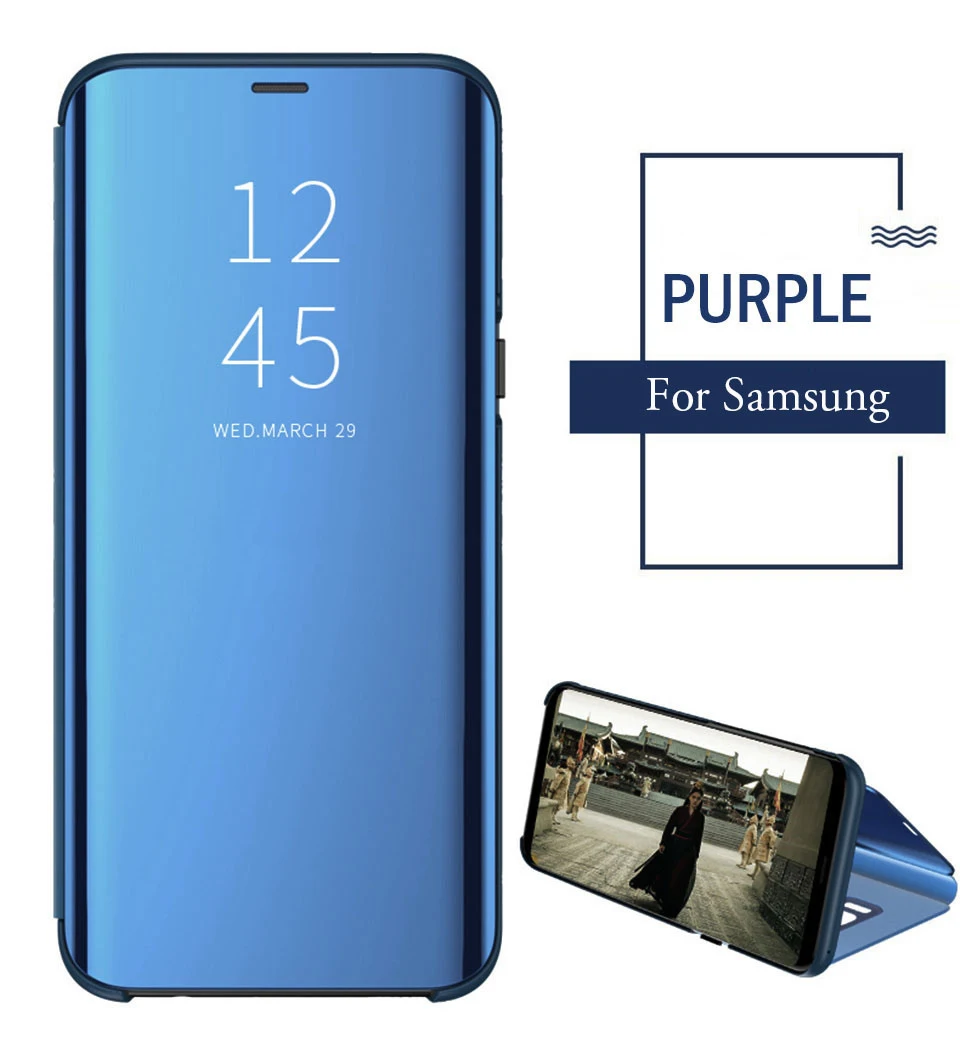 Кожаный чехол книжка для Samsung Galaxy S10 Plus S8 S9 Note 9 8 чехлы телефонов умный Прозрачный