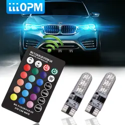 2 шт. T10 W5W светодио дный огни автомобиля светодио дный лампы RGB с дистанционным Управление 194 168 501 Строб светодио дный лампа Лампы для чтения