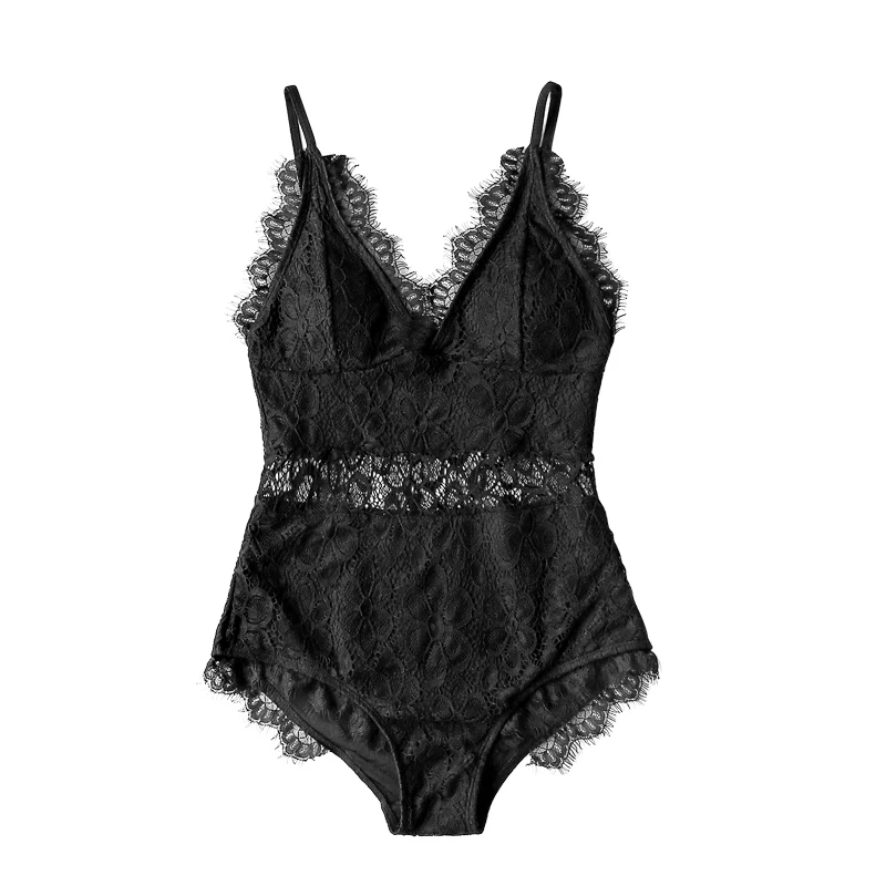 2019 Women Sexy Deep V One Piece Swimwear Lace Bathing Suit Swim Suits ...