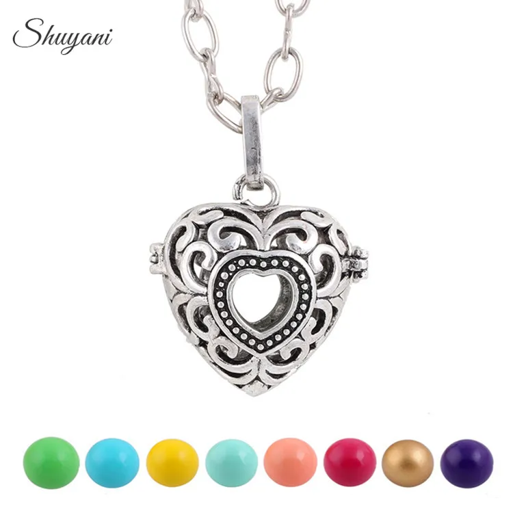 

10PCS!! Fashion Antique Silver Plated Hollow Heart Locket Sound Bell Harmony Ball Pendant Necklace Pregnant Women Jewelry