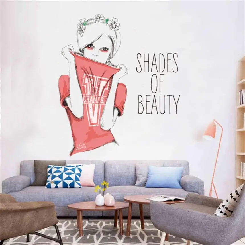 KAKUDER Cute DIY Lovely Girl Art Wall Stickers For Kids Rooms PVC Wall Decals Home Decor drop