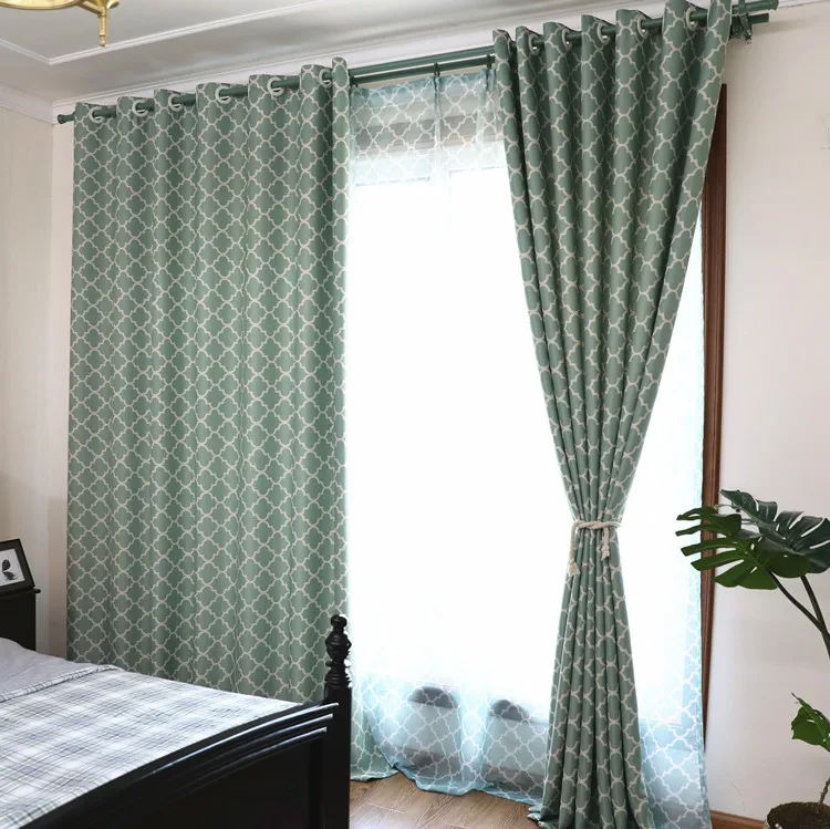 Синие шторы в американском стиле, тюлевые панели Rideaux, для спальни, геометрические, обычные, Smei-shade для гостиной