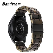 Ремешок для часов из натурального дерева+ нержавеющей стали 20 мм 22 мм для samsung Galaxy Watch 42 мм 46 мм SM-R810/R800 быстросъемный ремешок на запястье