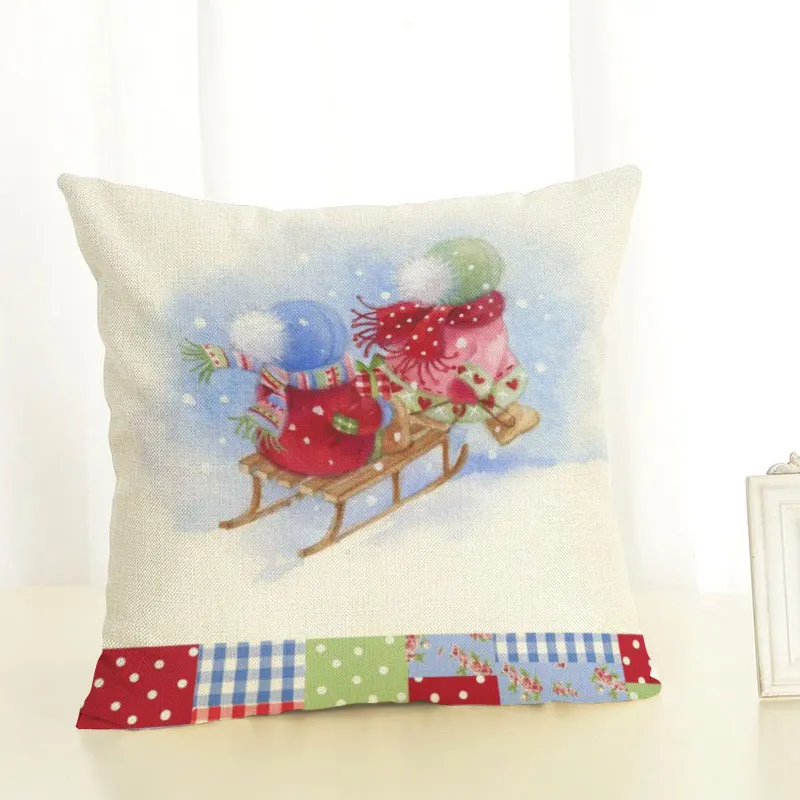 New Year Gift Christmas Decorations for Home Pillowcase Santa Claus Reindeer Linen Cover Cushion office home cushion Decor Navidad Natal (11)