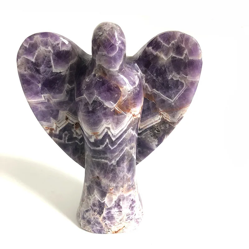 

Free Shiping Natural Crystal Dream Amethyst Angel Crystal Hand Carved Polished Stone Healing Gemstone Deco FYY
