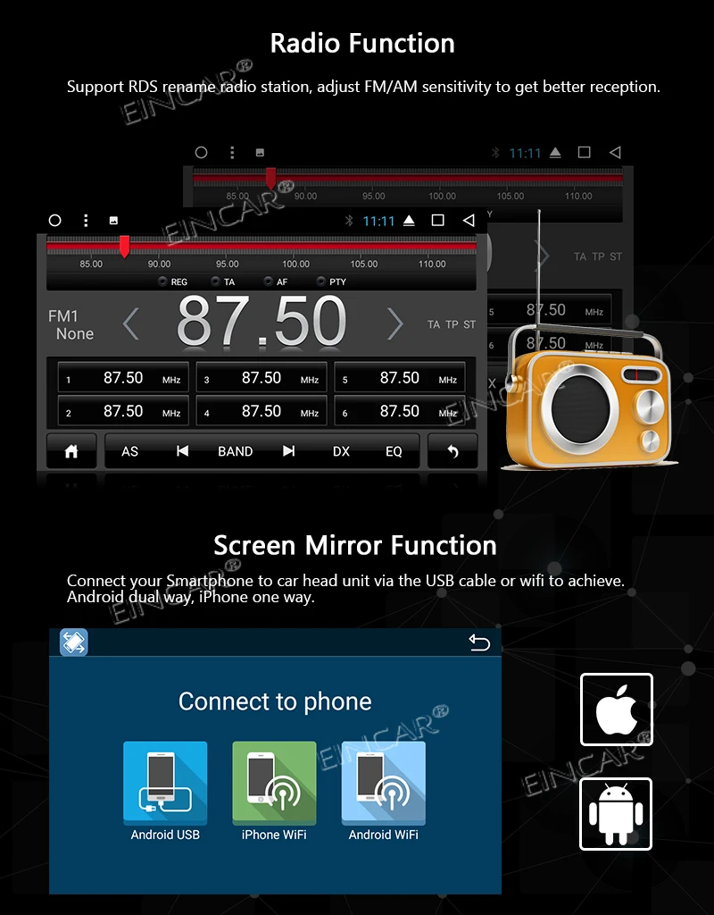 7 "HD емкостный сенсорный экран SWC Зеркало Ссылка Android 8,1 система автомобильный Радио стерео Универсальный 2 два DIN 7-дюймовый сенсорный экран