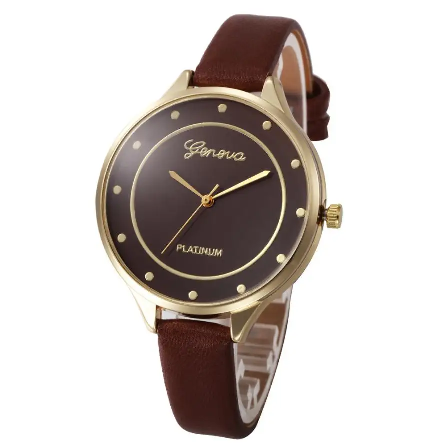 

2018 Fashion Watch Leather Band Quartz Watches Casual Luxury Simple Big Dial Round Shape Business LED Wristwatch for ladies