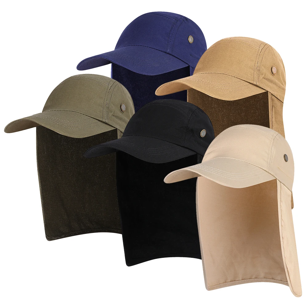

Men UPF 50+ Sun Protection Cap Outdoor Sport Hiking Fishing Wide Brim Sun Hat with Neck Flap UV Protection Face Neck Cover Cap