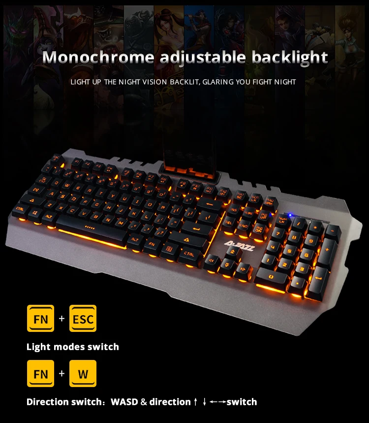 jazz Mechanical Wolf Wired Gaming Keyboard & Mouse Combos 104 Keys Backlit Keyboard 3200DPI Mouse  (13)