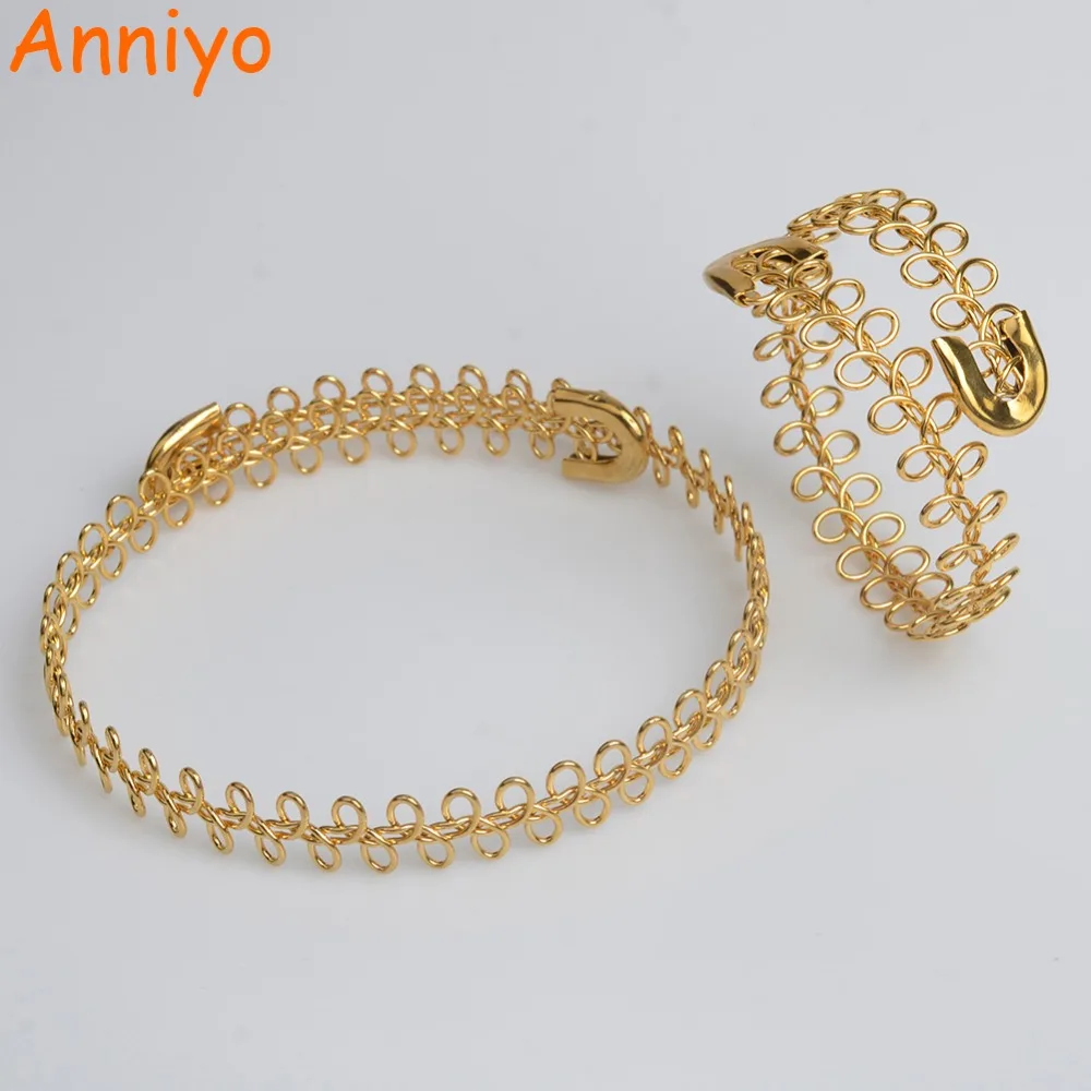 

Anniyo 40cm Chokers Necklace and Bracelet With Elasticity for Women,Short Necklace Jewelry sets Gift Africa/Middle East #070106