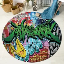 Граффити стрит-Арт на кирпичной стене круглый коврик и ковры для детей Детская домашняя гостиная хрустальная Бархатная подушка для спальни коврики для ванной