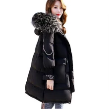 Женский пуховик размера плюс, плотное женское теплое пальто casaco, Женское пальто с большим меховым воротником и капюшоном, женское белое пуховое пальто 8L72