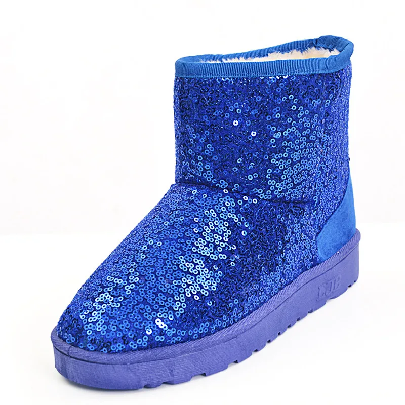 

Winter Snow Boots Bling Glitter Women Ankle Boots 2016 Casual Silver Shoes Woman Fashion Warm Platform Flats
