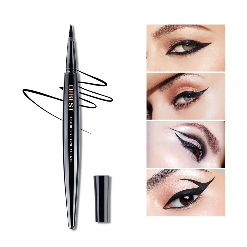 

QIBEST New Black Eyes Liner Waterproof Eye Pencil Feather Ink Air Cushion Liquid Speed Dry Eyeliner No Blooming Daily Cosmetics