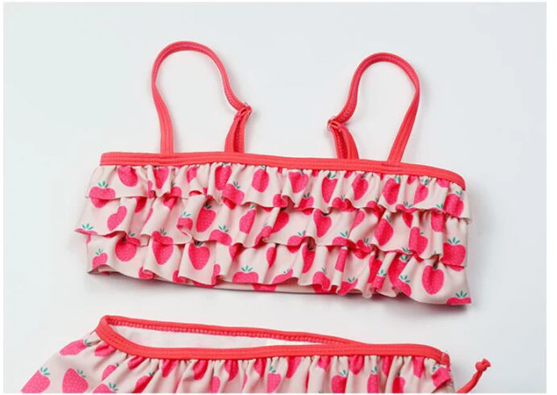 2018 New Summer Multilayer Triangle Swimwear Flowers Bikini Children's Swimwear Girls Split Bikini Kids Cake Layer Swimsuit (8)
