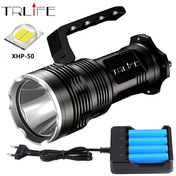 

Super Bright LED Flashlight XHP50 USB Rechargeable Powerful Portabl Light LED Searchlight Flash Light Lamp By 4*18650 Battery