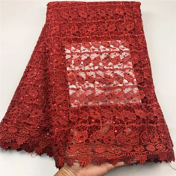 

African Lace Fabrics 5 Yard Guipure Lace Fabric 2019 High Quality African Cord Lace Fabric For Wedding CHYG1-13